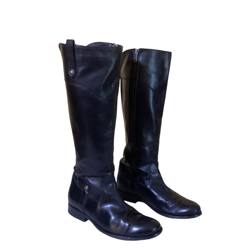 Frye Melissa Button Women’s Black Tall Tab Side Zipper Riding Boots.  Size 6